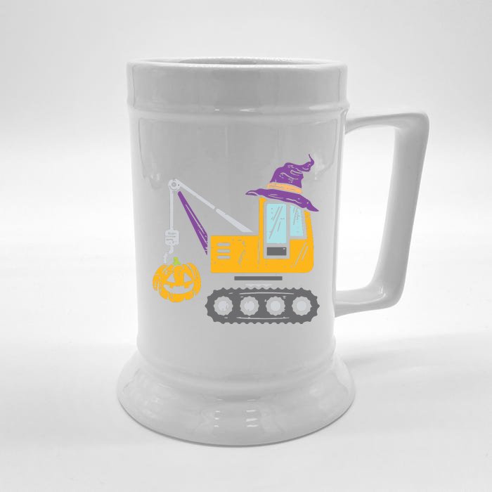 Kids Crane Truck Pumpkin Baby Boy Halloween Kids Front & Back Beer Stein