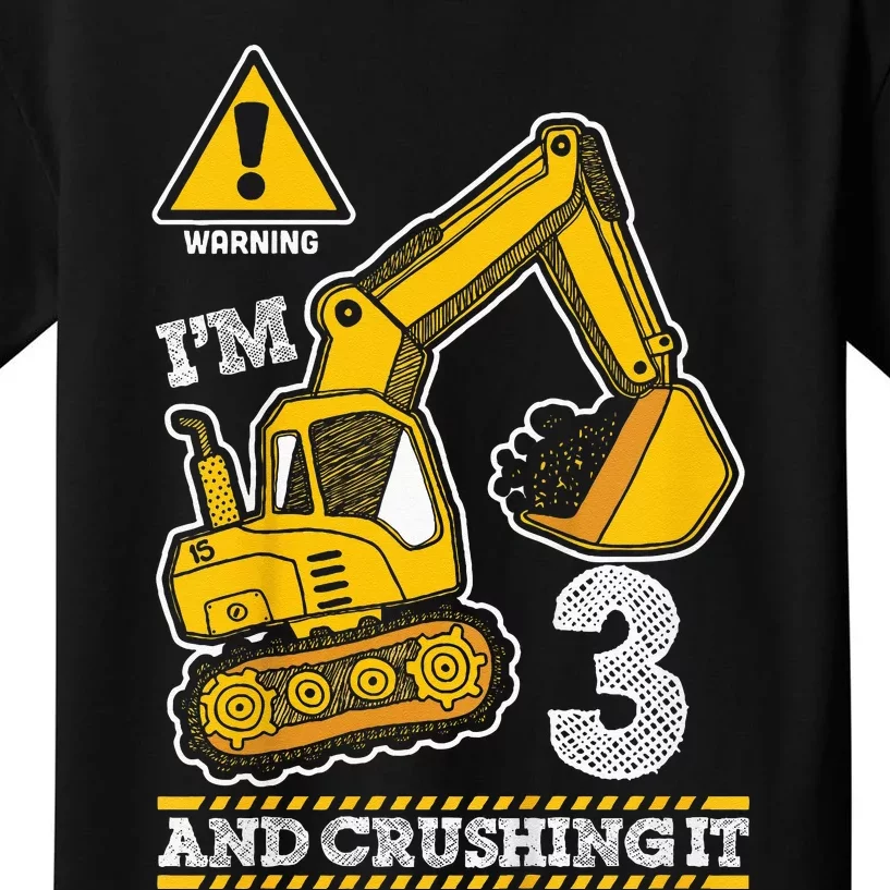 Kids Construction Truck 3rd Birthday 3 Years Old Digger Builder Kids T-Shirt