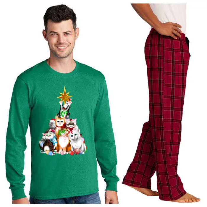 Kittens Christmas Tree Long Sleeve Pajama Set