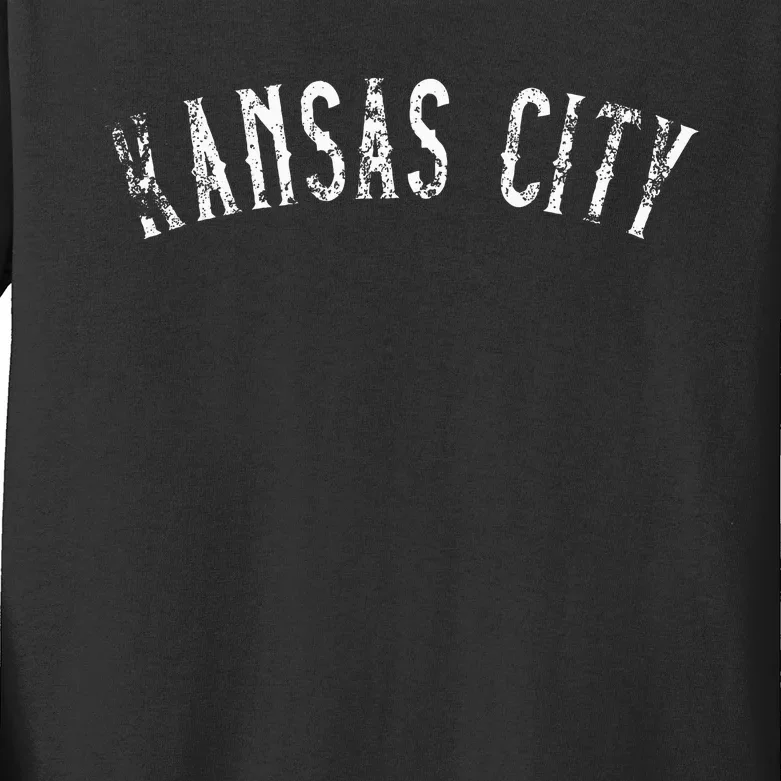 Kansas City Text Apparel Kids Long Sleeve Shirt