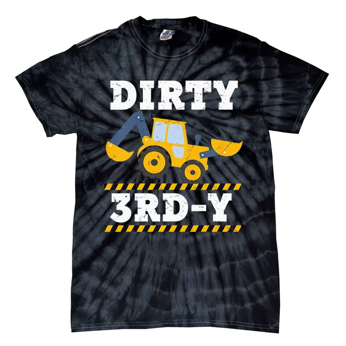 Kids Construction Truck 3rd Birthday Boy Excavator 3 Digger Tie-Dye T-Shirt