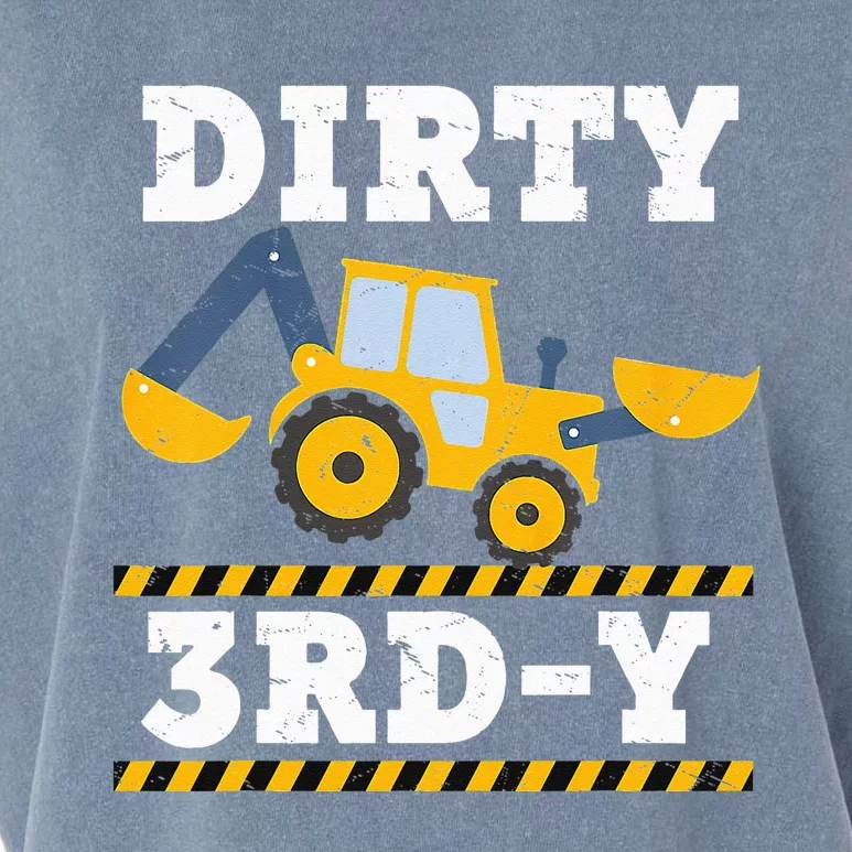 Kids Construction Truck 3rd Birthday Boy Excavator 3 Digger Garment-Dyed Women's Muscle Tee