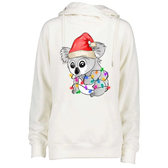 Koala Christmas Tree Light Tangled Pajama Xmas Graphic Great Gift Womens Funnel Neck Pullover Hood