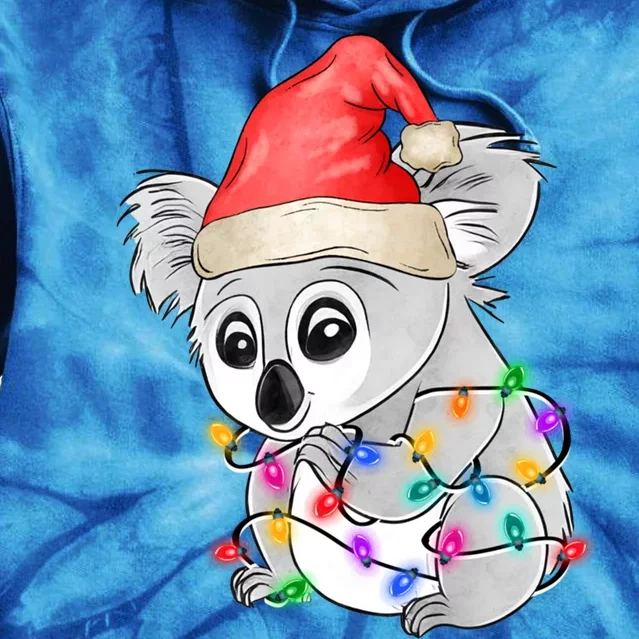 Koala Christmas Tree Light Tangled Pajama Xmas Graphic Great Gift Tie Dye Hoodie