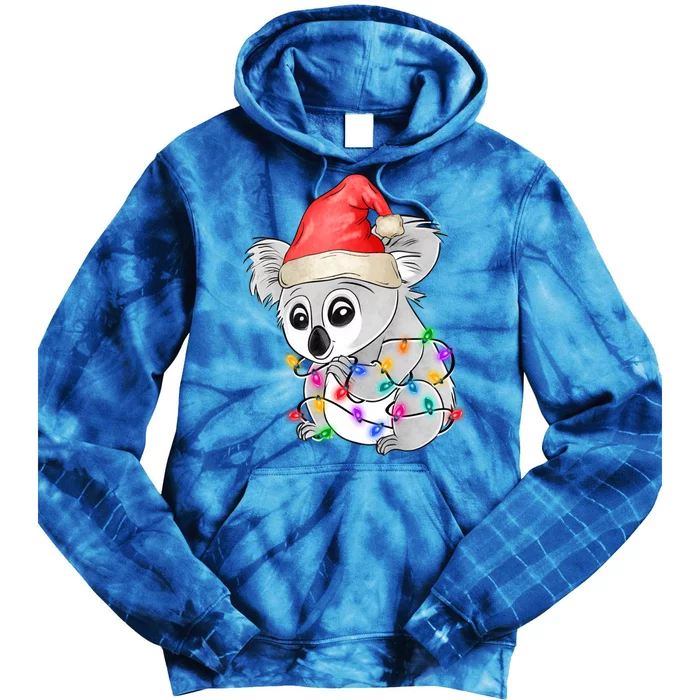 Koala Christmas Tree Light Tangled Pajama Xmas Graphic Great Gift Tie Dye Hoodie