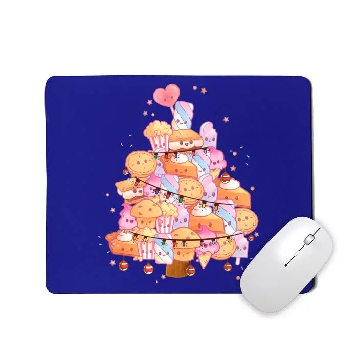 Kawaii Christmas Tree Made From Sweets And Cakes Cute Xmas Gift Mousepad