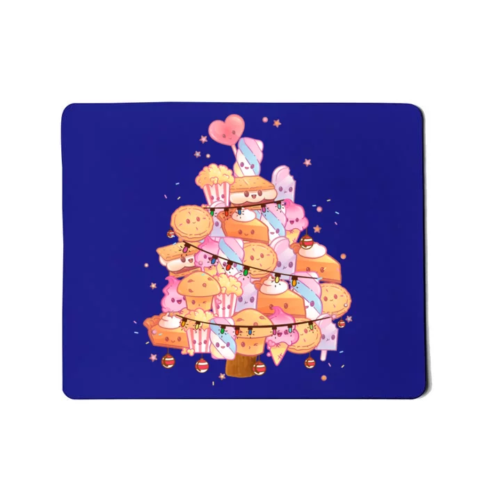 Kawaii Christmas Tree Made From Sweets And Cakes Cute Xmas Gift Mousepad