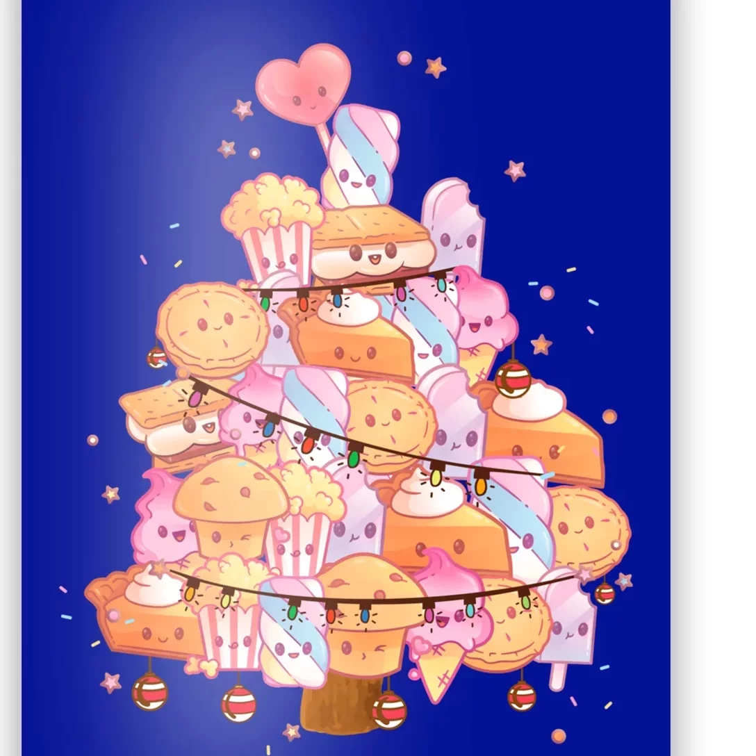 Kawaii Christmas Tree Made From Sweets And Cakes Cute Xmas Gift Poster