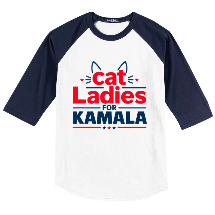 Kamala Cat Typography Funny Cat Ladies For Kamala Cat Lettering Positive Funny Baseball Sleeve Shirt