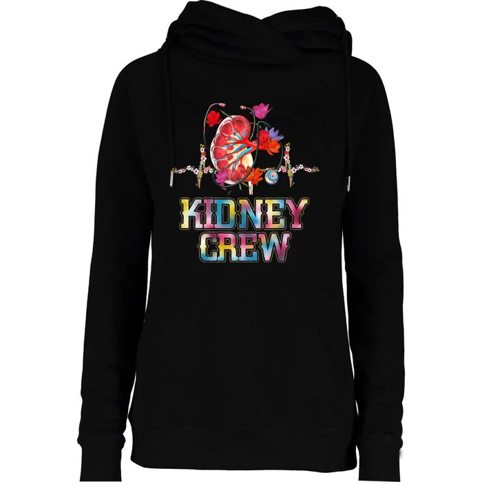 Kidney Crew Tech Nephrology Nurse Or Dialysis Technician Womens Funnel Neck Pullover Hood