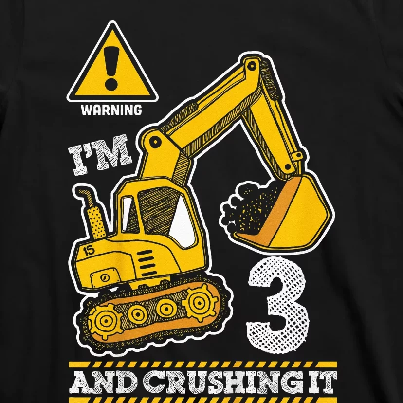 Kids Construction Truck 3rd Birthday 3 Years Old Digger Builder T-Shirt