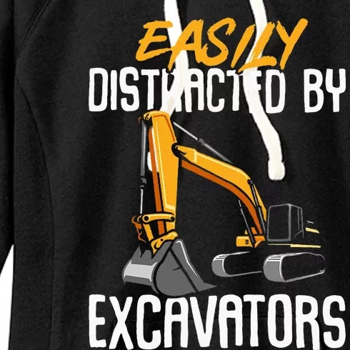 Kids Construction Vehicle Easily Distracted By Excavators Women's Fleece Hoodie