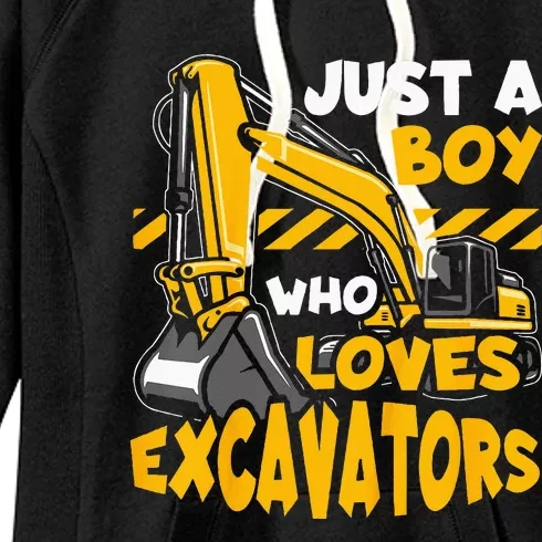 Kids Construction Vehicle Just A Who Loves Excavators Women's Fleece Hoodie