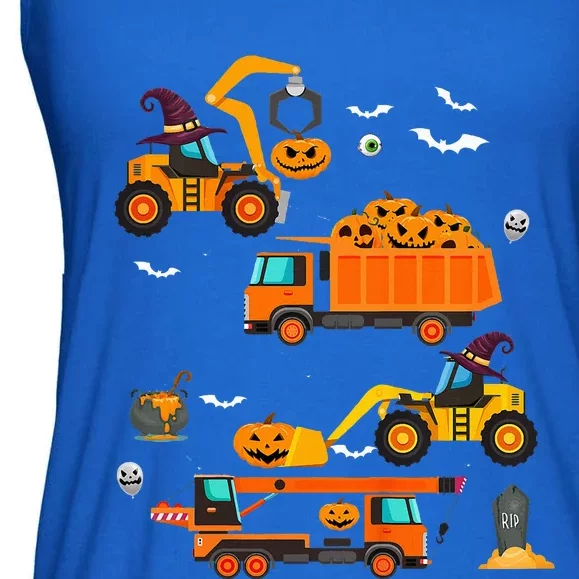 Kids Construction Vehicle Halloween Crane Truck Pumpkin Ladies Essential Flowy Tank