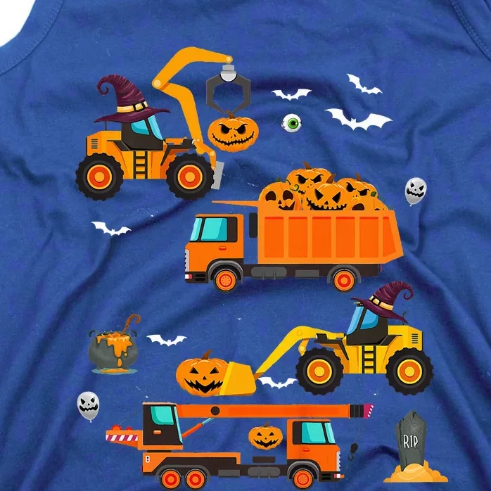 Kids Construction Vehicle Halloween Crane Truck Pumpkin Tank Top