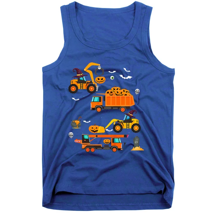 Kids Construction Vehicle Halloween Crane Truck Pumpkin Tank Top