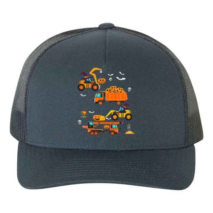 Kids Construction Vehicle Halloween Crane Truck Pumpkin Yupoong Adult 5-Panel Trucker Hat