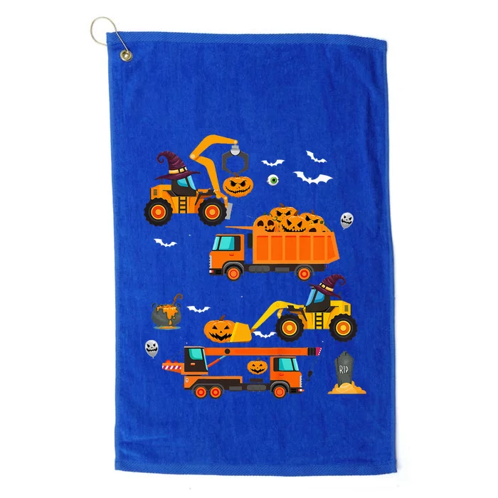 Kids Construction Vehicle Halloween Crane Truck Pumpkin Platinum Collection Golf Towel