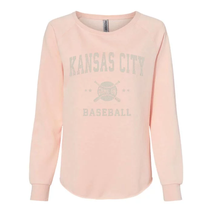 Kansas City Vintage Baseball Throwback Womens California Wash Sweatshirt