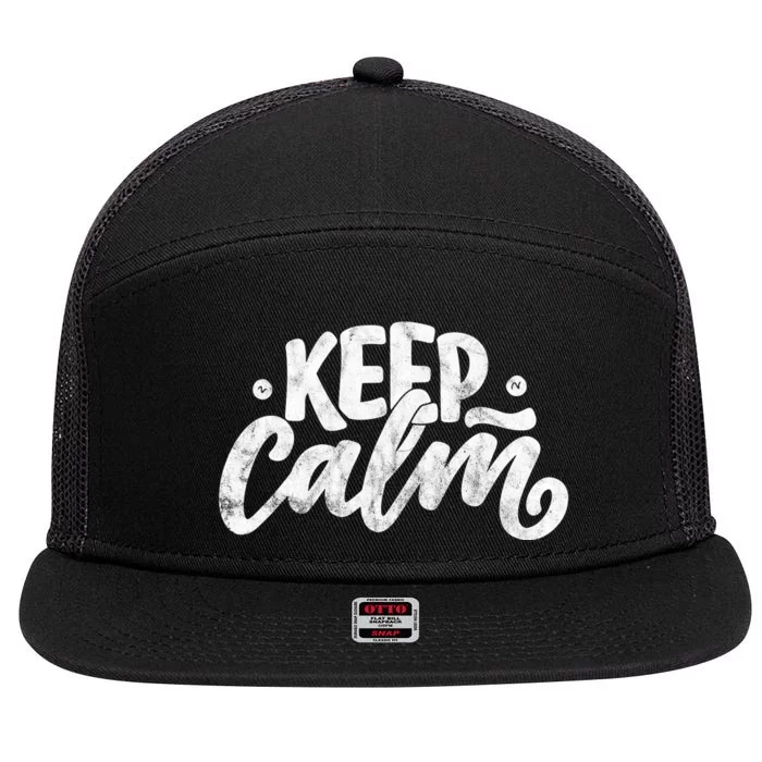 Keep Calm Vintage Quote 7 Panel Mesh Trucker Snapback Hat