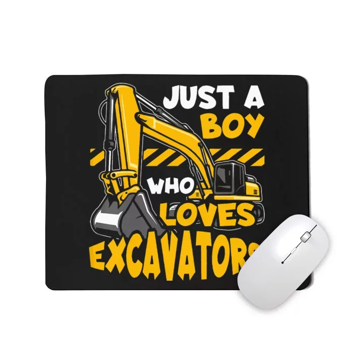 Kids Construction Vehicle Just A Boy Who Loves Excavators Mousepad