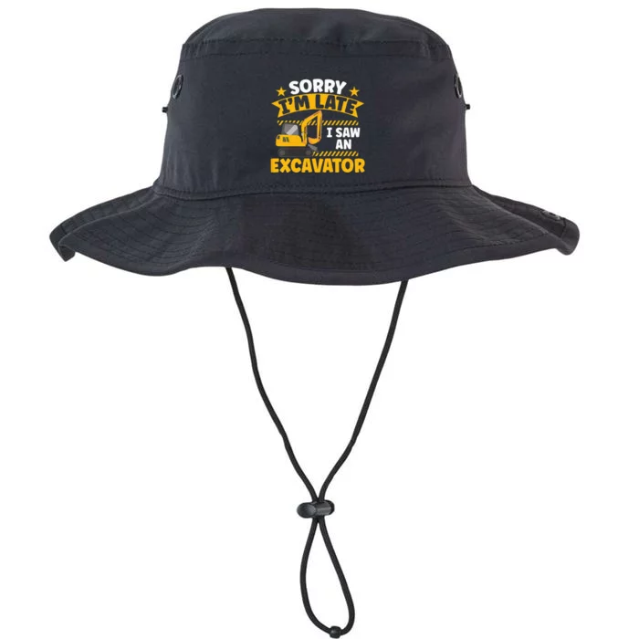 Kids Construction Vehicle Sorry Im Late I Saw An Excavator Legacy Cool Fit Booney Bucket Hat