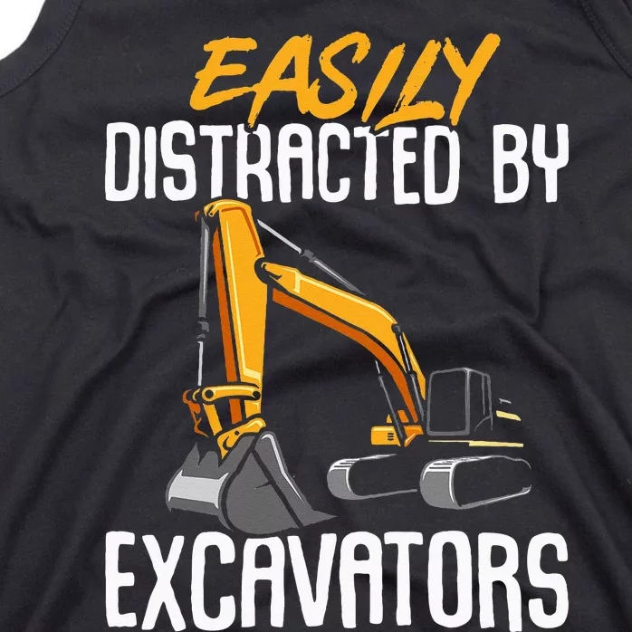 Kids Construction Vehicle Easily Distracted By Excavators Tank Top