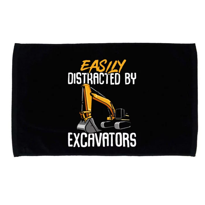 Kids Construction Vehicle Easily Distracted By Excavators Microfiber Hand Towel