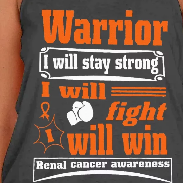 Kidney Cancer Warrior I Will Stay Strong I Will Fight I Will Women's Knotted Racerback Tank