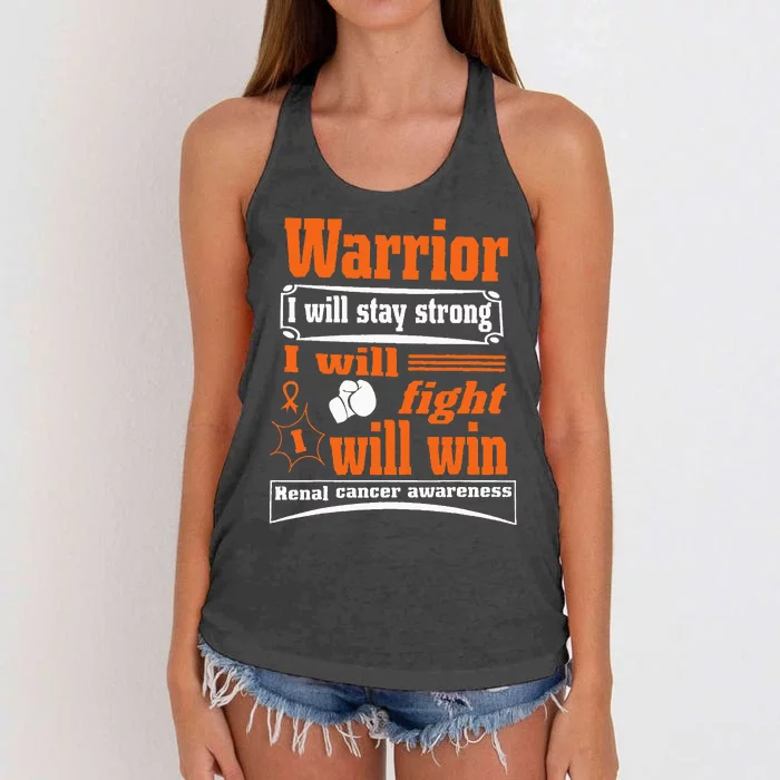 Kidney Cancer Warrior I Will Stay Strong I Will Fight I Will Women's Knotted Racerback Tank