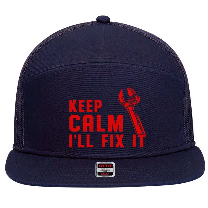 Keep Calm Wrench Will Fix It Repair Auto Car Mechanic Gift Funny Gift 7 Panel Mesh Trucker Snapback Hat