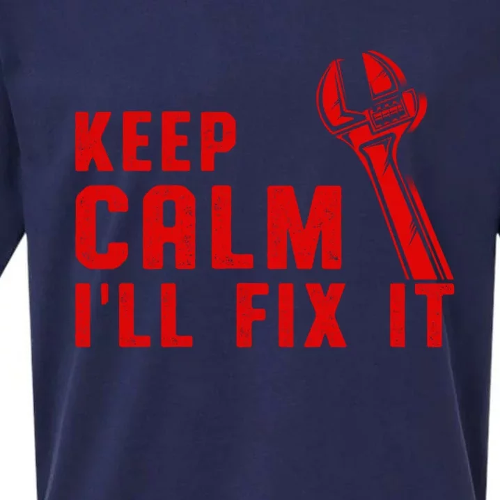 Keep Calm Wrench Will Fix It Repair Auto Car Mechanic Gift Funny Gift Sueded Cloud Jersey T-Shirt