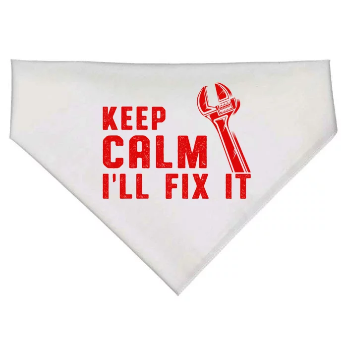 Keep Calm Wrench Will Fix It Repair Auto Car Mechanic Gift Funny Gift USA-Made Doggie Bandana