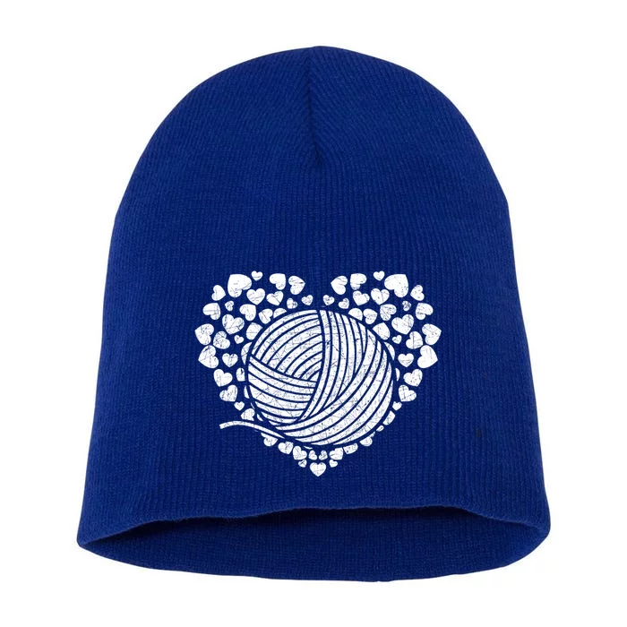 Knit Crocheter Yarn Knitter Crocheting Lover Heart Knitting Cool Gift Short Acrylic Beanie