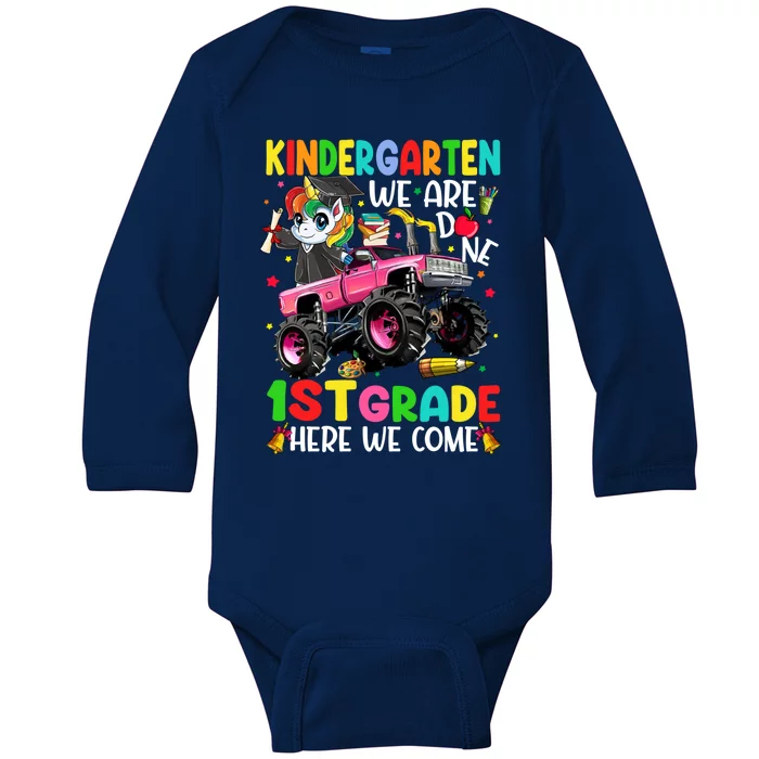 Kindergarten Done 1St Grade Here We Come Unicorn Graduation Gift Baby Long Sleeve Bodysuit