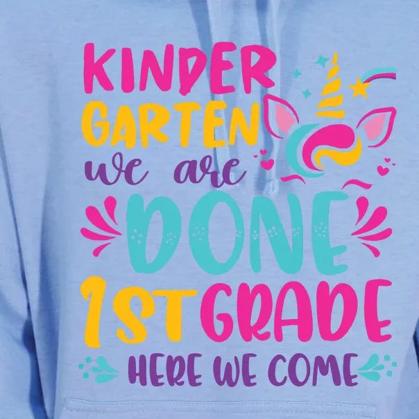 Kindergarten Done 1st Grade Last Day Of School Graduation Unisex Surf Hoodie