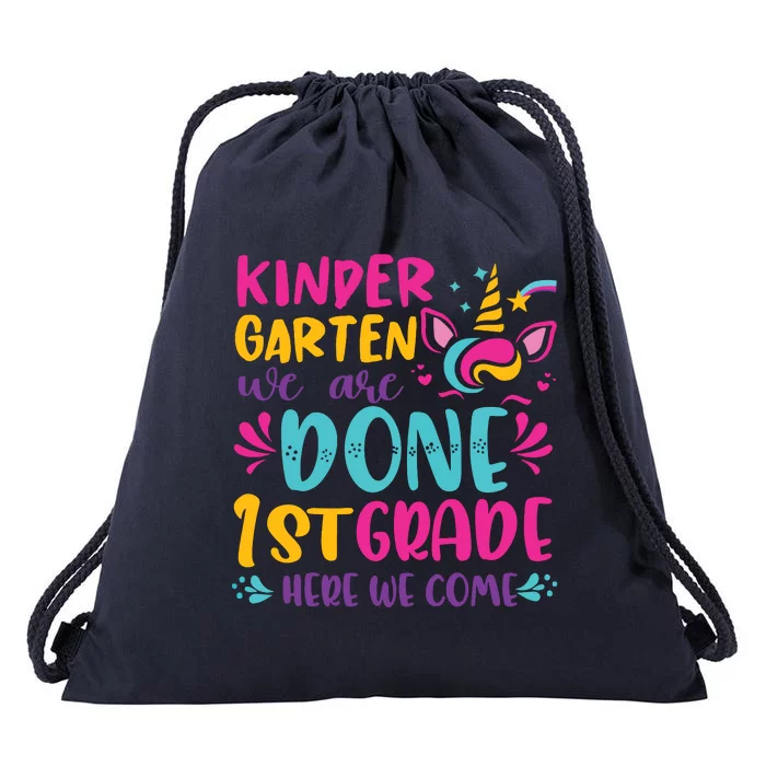 Kindergarten Done 1st Grade Last Day Of School Graduation Drawstring Bag