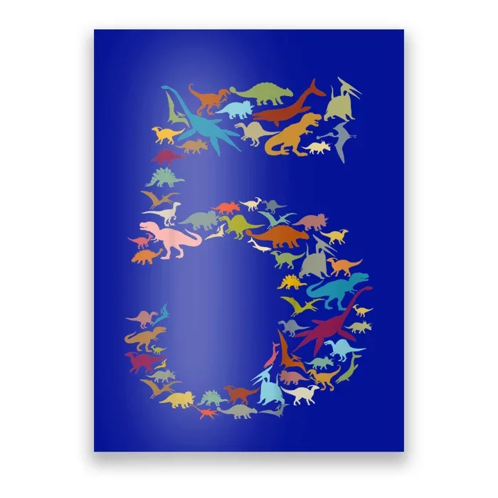 Kids Dinosaur 5th Birthday Boy 5 Year Old Tgiftrex Party Rawr Gift Poster