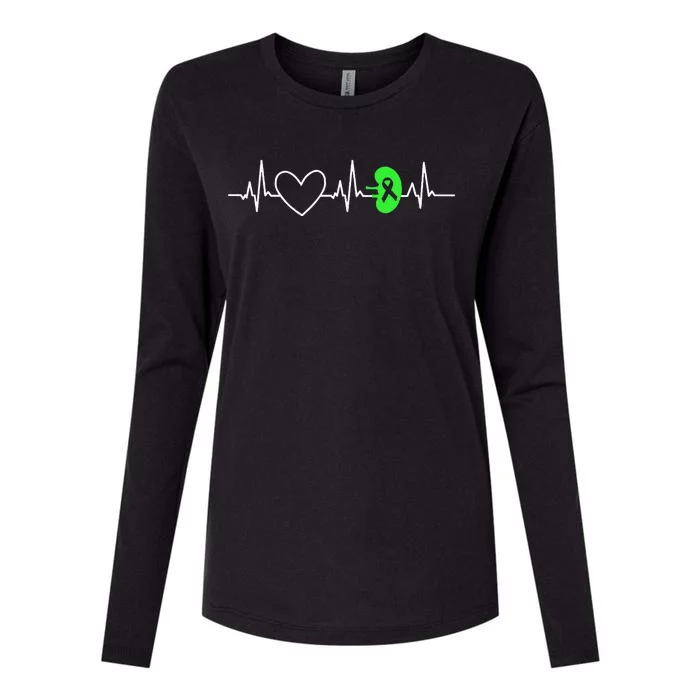 Kidney Disease Awareness Heartbeat Transplant Organ Donor Womens Cotton Relaxed Long Sleeve T-Shirt