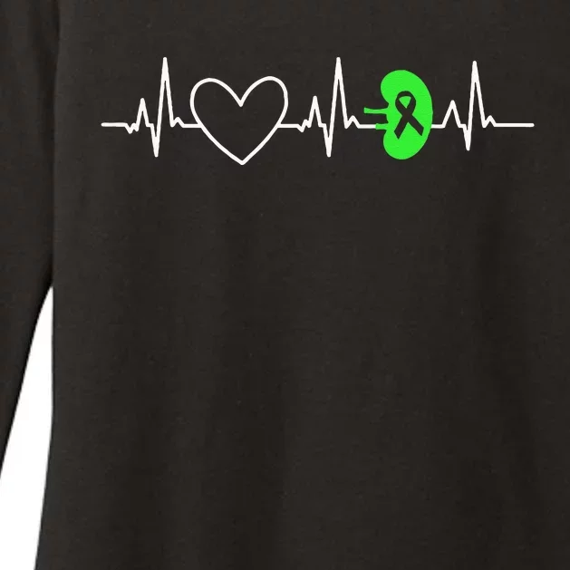 Kidney Disease Awareness Heartbeat Transplant Organ Donor Womens CVC Long Sleeve Shirt