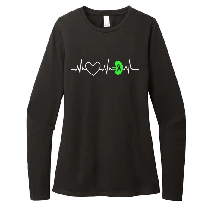 Kidney Disease Awareness Heartbeat Transplant Organ Donor Womens CVC Long Sleeve Shirt