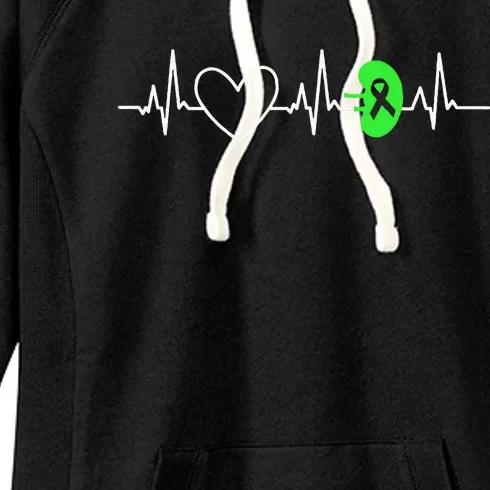 Kidney Disease Awareness Heartbeat Transplant Organ Donor Women's Fleece Hoodie