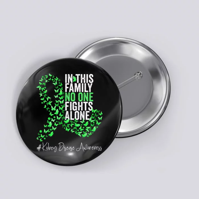 Kidney Disease Awareness Month Green Ribbon Butterflies Button