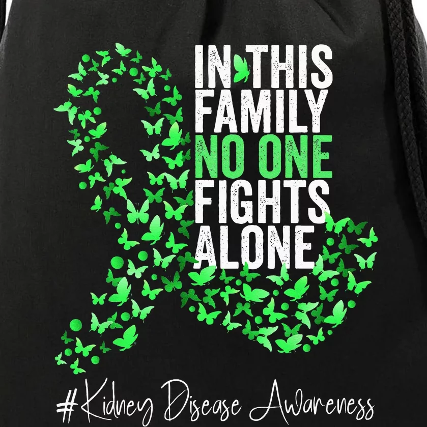 Kidney Disease Awareness Month Green Ribbon Butterflies Drawstring Bag