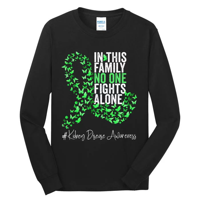 Kidney Disease Awareness Month Green Ribbon Butterflies Tall Long Sleeve T-Shirt