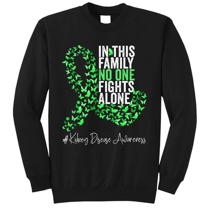 Kidney Disease Awareness Month Green Ribbon Butterflies Tall Sweatshirt