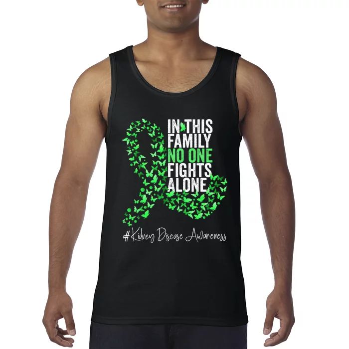 Kidney Disease Awareness Month Green Ribbon Butterflies Tank Top