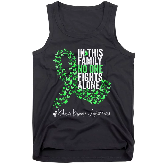 Kidney Disease Awareness Month Green Ribbon Butterflies Tank Top