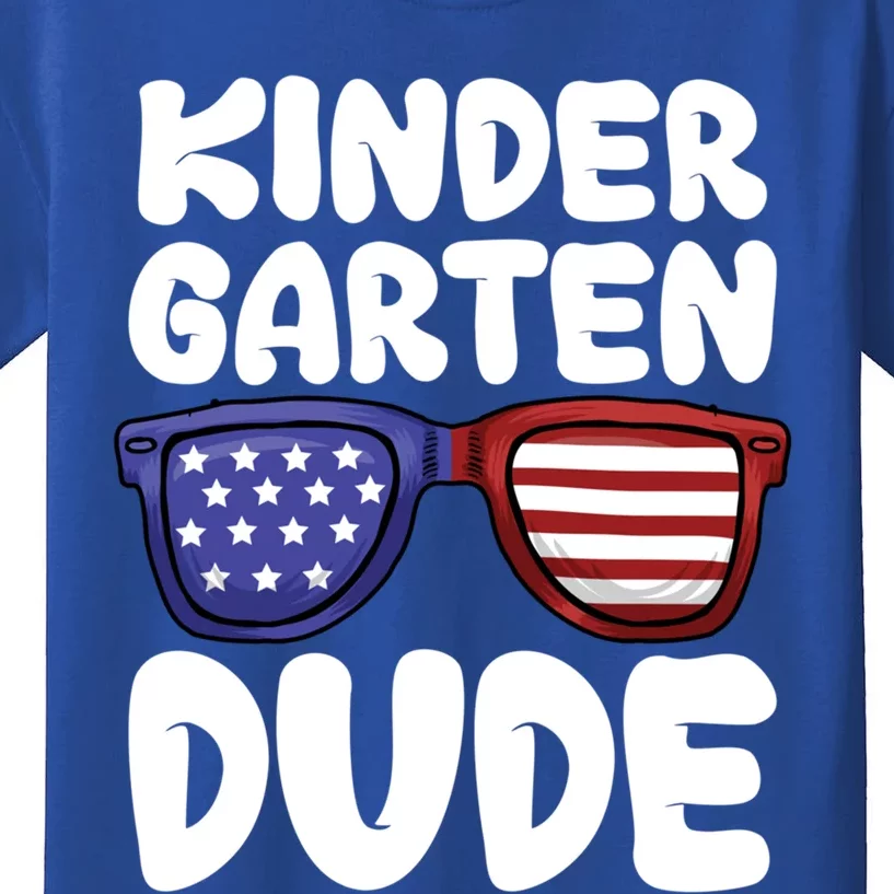 Kindergarten Dude Back To School American Flag Gift Kids T-Shirt