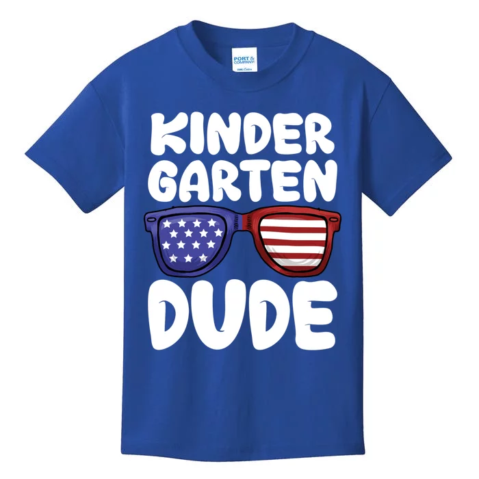 Kindergarten Dude Back To School American Flag Gift Kids T-Shirt